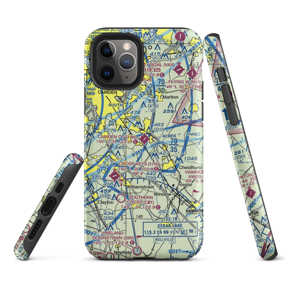 Camden County Airport (19N) VFR Sectional  Tough iPhone Case iPhone 11 Pro model shown