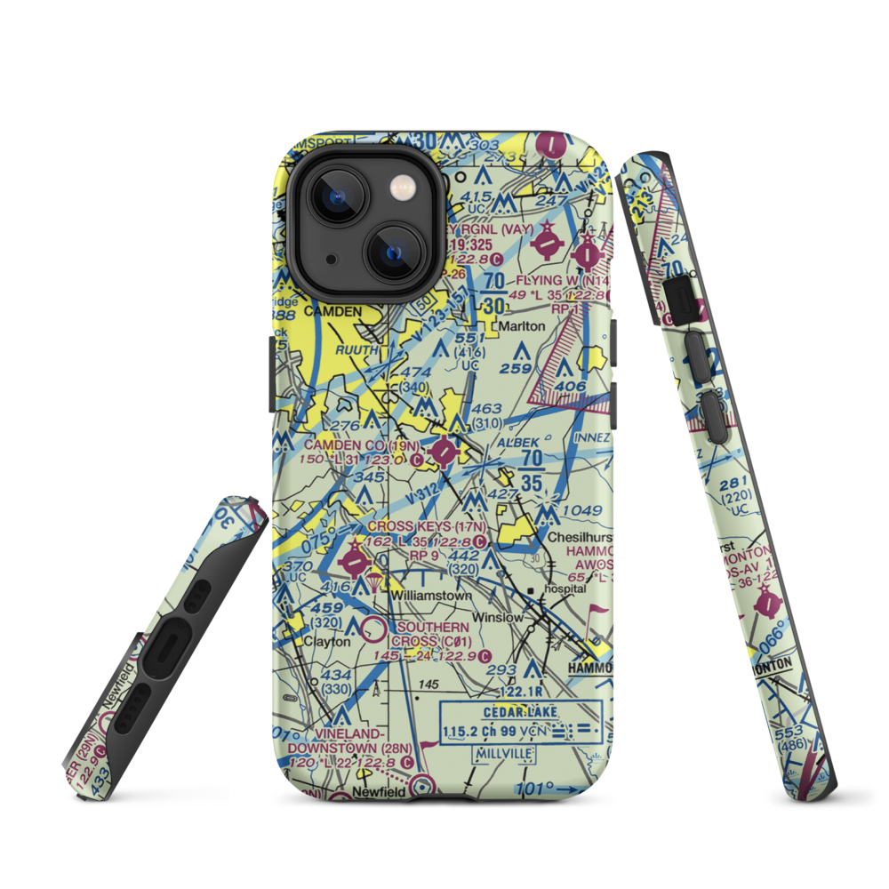 Camden County Airport (19N) VFR Sectional  Tough iPhone Case iPhone 14 model shown