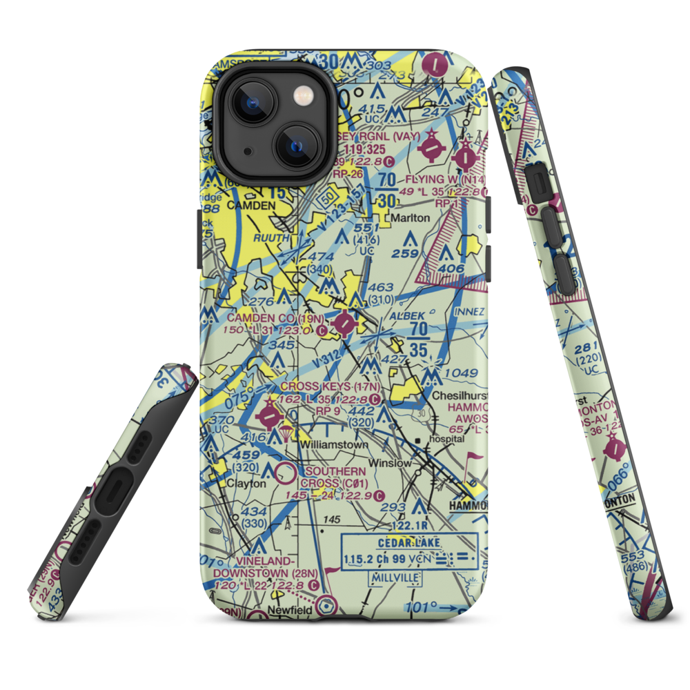 Camden County Airport (19N) VFR Sectional  Tough iPhone Case iPhone 14 Plus model shown