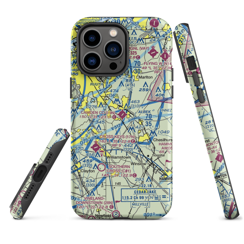 Camden County Airport (19N) VFR Sectional  Tough iPhone Case iPhone 14 Pro Max model shown
