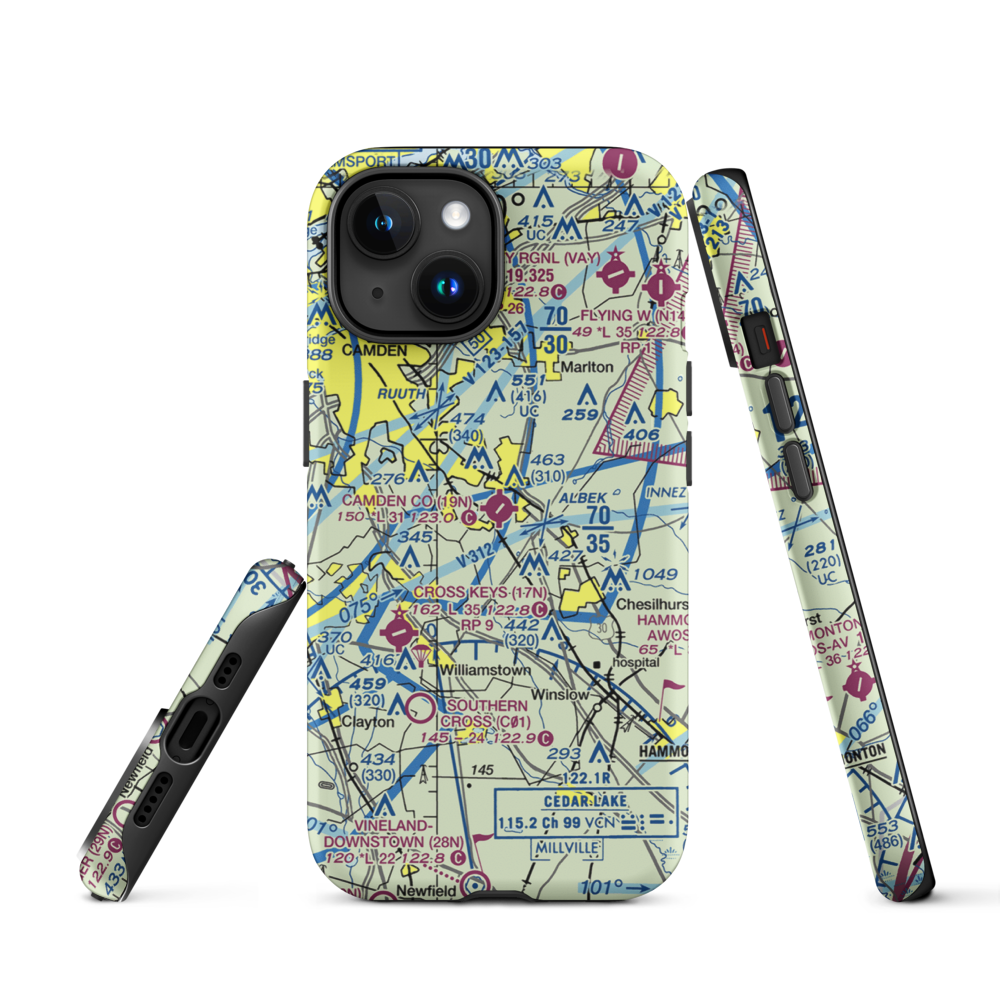 Camden County Airport (19N) VFR Sectional  Tough iPhone Case iPhone 15 model shown