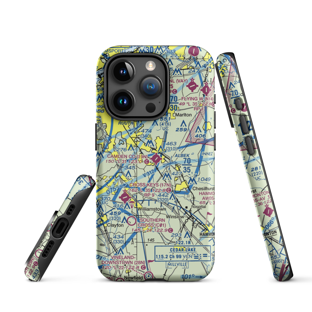 Camden County Airport (19N) VFR Sectional  Tough iPhone Case iPhone 15 Pro model shown