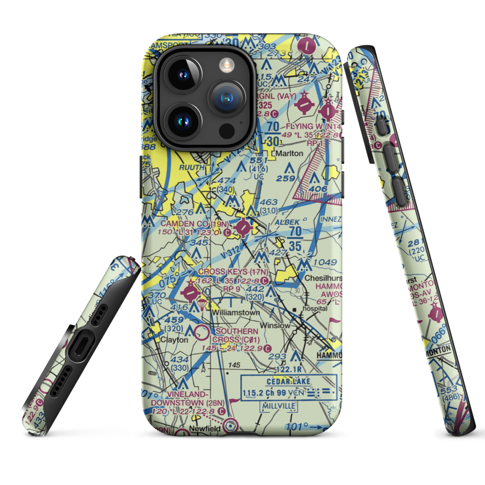 Camden County Airport (19N) VFR Sectional  Tough iPhone Case iPhone 15 Pro Max model shown