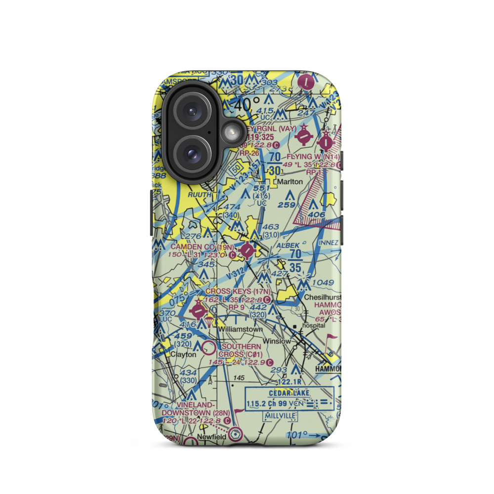 Camden County Airport (19N) VFR Sectional  Tough iPhone Case iPhone 16 model shown