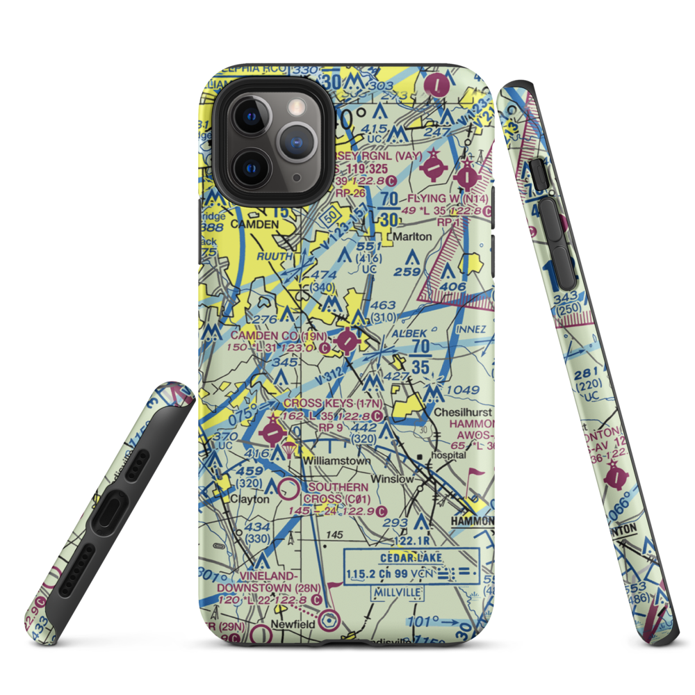Camden County Airport (19N) VFR Sectional  Tough iPhone Case iPhone 11 Pro Max model shown