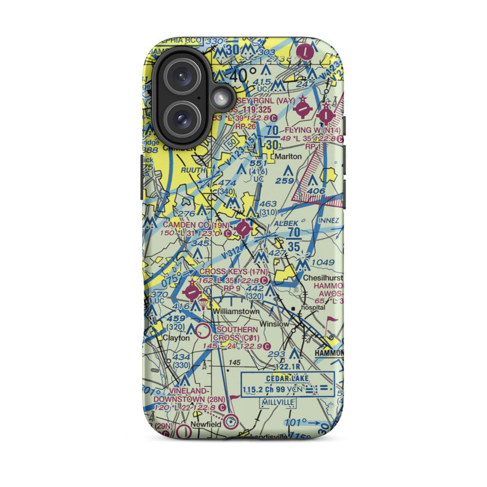 Camden County Airport (19N) VFR Sectional  Tough iPhone Case iPhone 16 Plus model shown