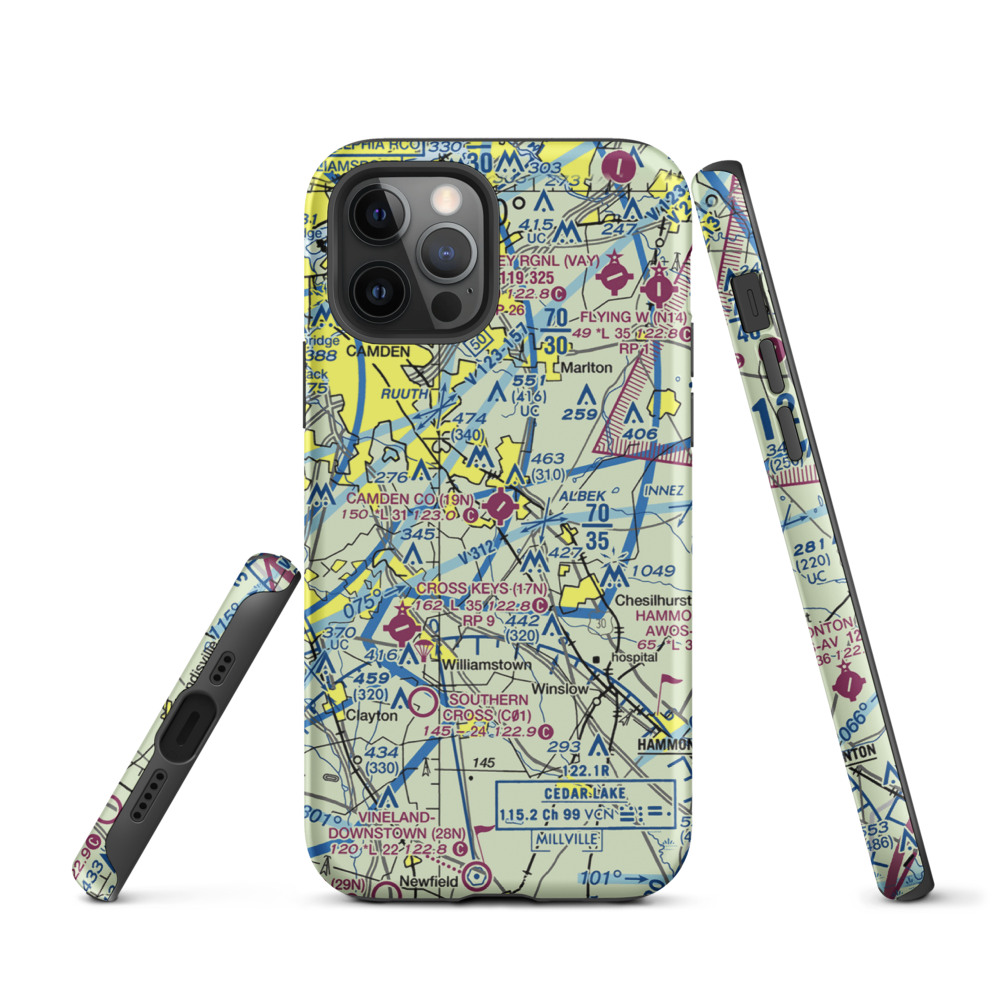 Camden County Airport (19N) VFR Sectional  Tough iPhone Case iPhone 12 Pro model shown