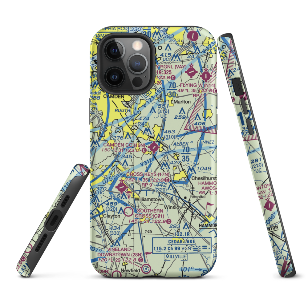 Camden County Airport (19N) VFR Sectional  Tough iPhone Case iPhone 12 Pro Max model shown