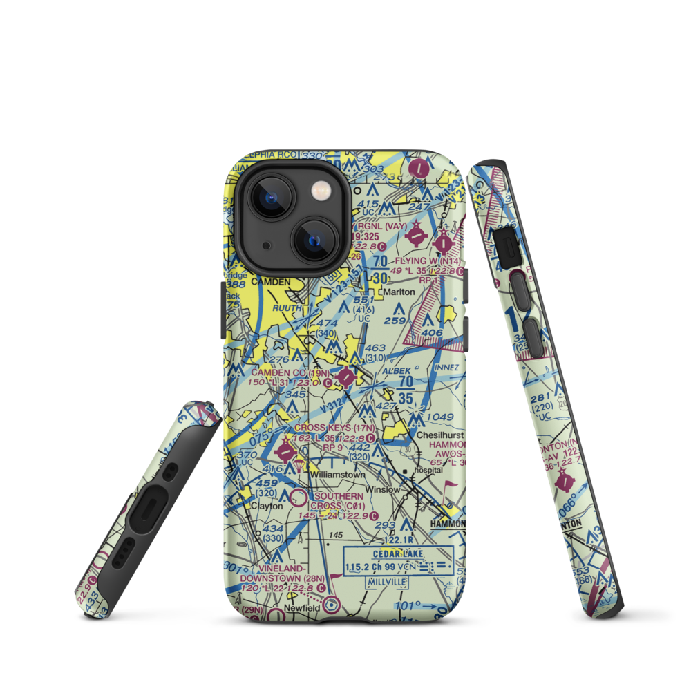 Camden County Airport (19N) VFR Sectional  Tough iPhone Case iPhone 13 mini model shown