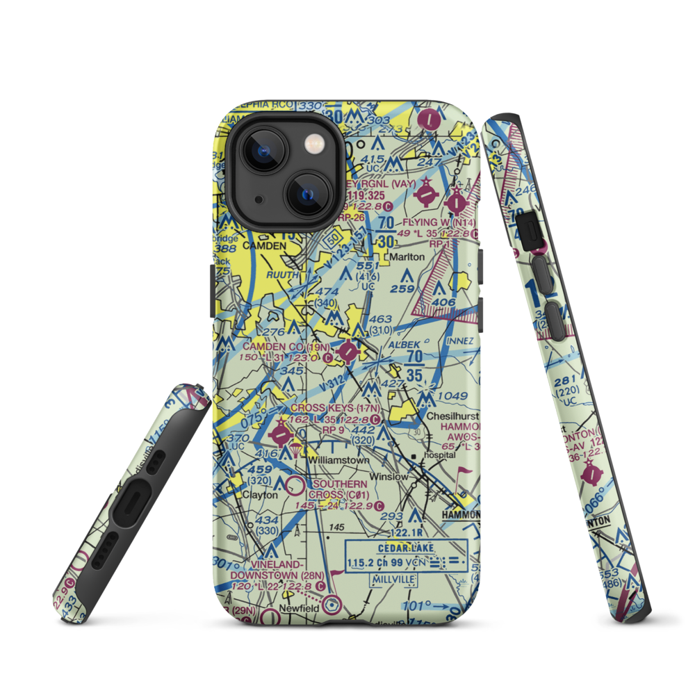 Camden County Airport (19N) VFR Sectional  Tough iPhone Case iPhone 13 model shown