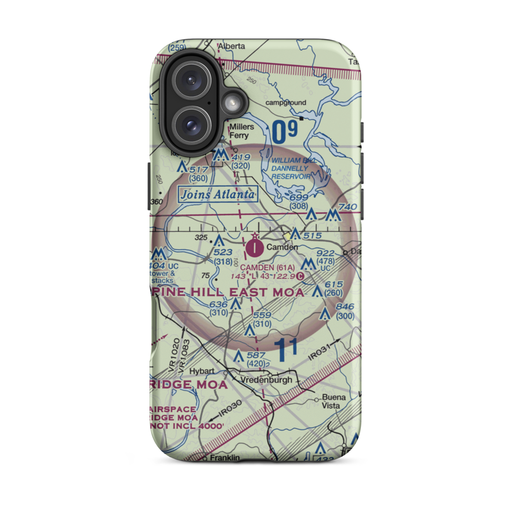 Camden Municipal Airport (61A) VFR Sectional  Tough iPhone Case iPhone 16 Plus model shown