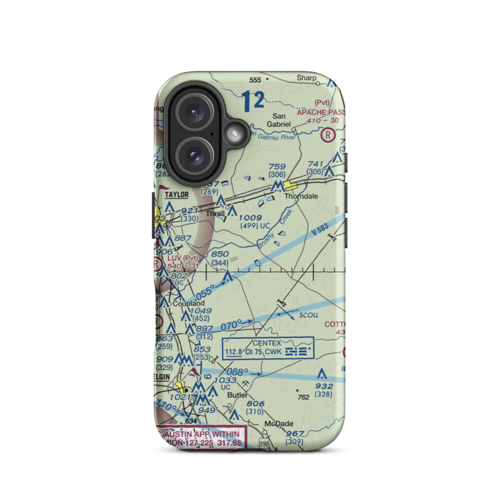 Camelot Airport (54TE) VFR Sectional  Tough iPhone Case iPhone 16 model shown