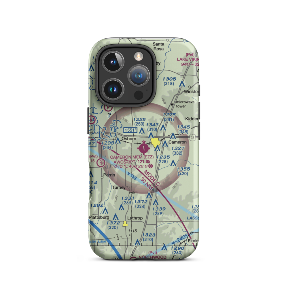 Cameron Memorial Airport (EZZ) VFR Sectional  Tough iPhone Case iPhone 16 Pro model shown
