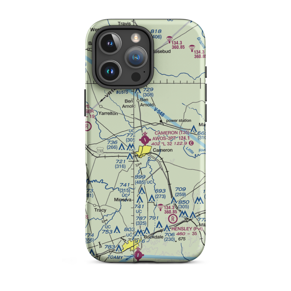Cameron Municipal Airpark (T35) VFR Sectional  Tough iPhone Case iPhone 16 Pro Max model shown