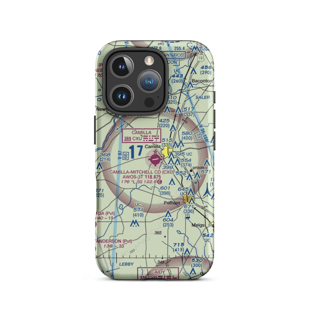 Camilla Mitchell County Airport (CXU) VFR Sectional  Tough iPhone Case iPhone 16 Pro model shown