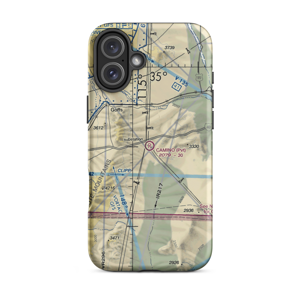 Camino Airstrip (CL29) VFR Sectional  Tough iPhone Case iPhone 16 Plus model shown