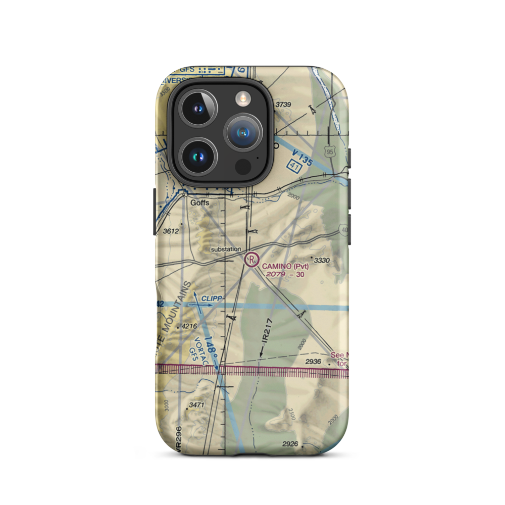 Camino Airstrip (CL29) VFR Sectional  Tough iPhone Case iPhone 16 Pro model shown