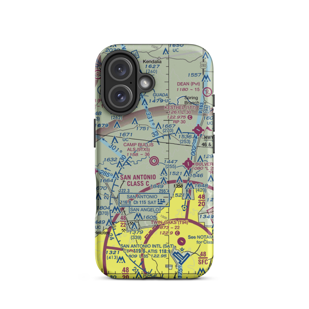 Camp Bullis Als (Cals) Airport (9TX5) VFR Sectional  Tough iPhone Case iPhone 16 model shown
