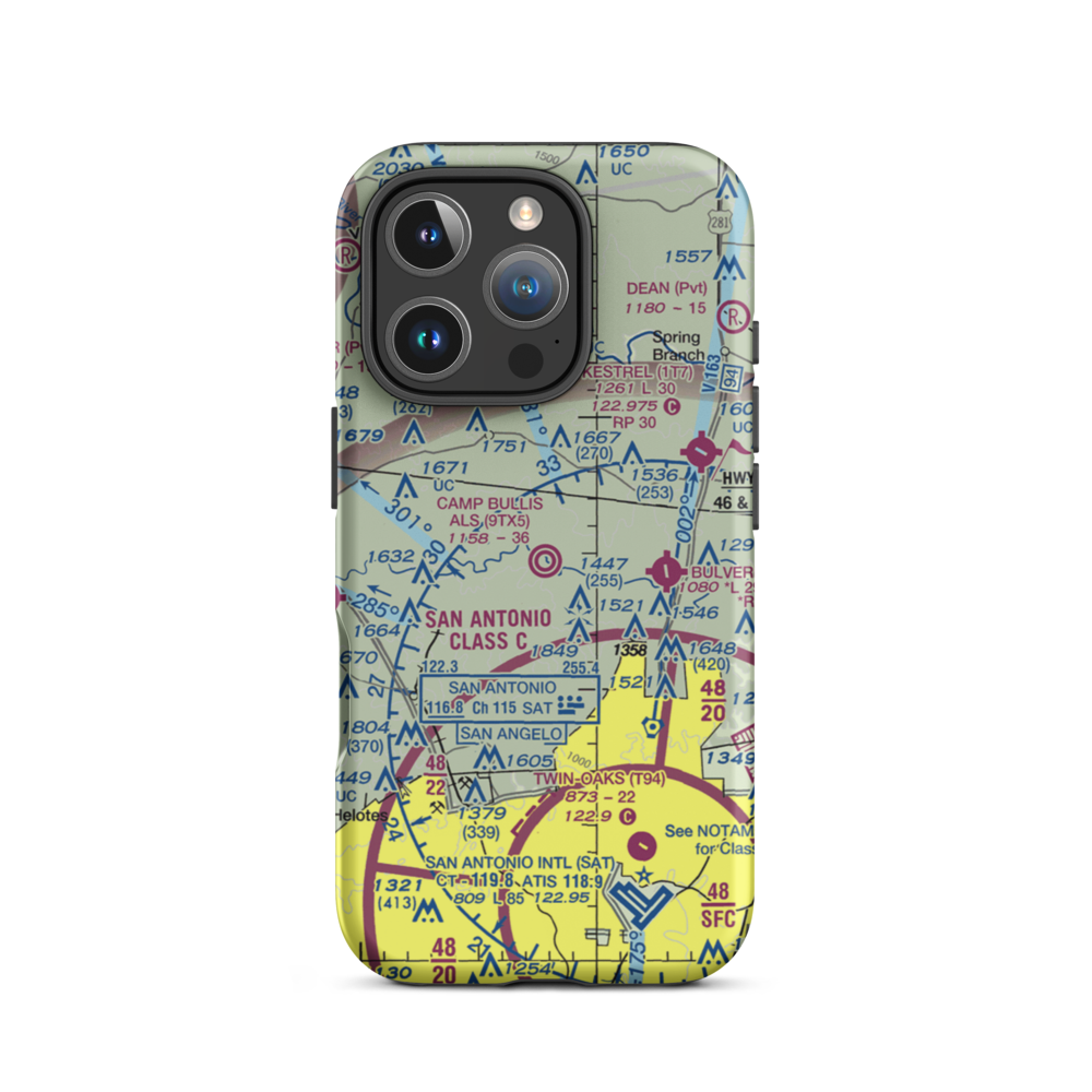 Camp Bullis Als (Cals) Airport (9TX5) VFR Sectional  Tough iPhone Case iPhone 16 Pro model shown