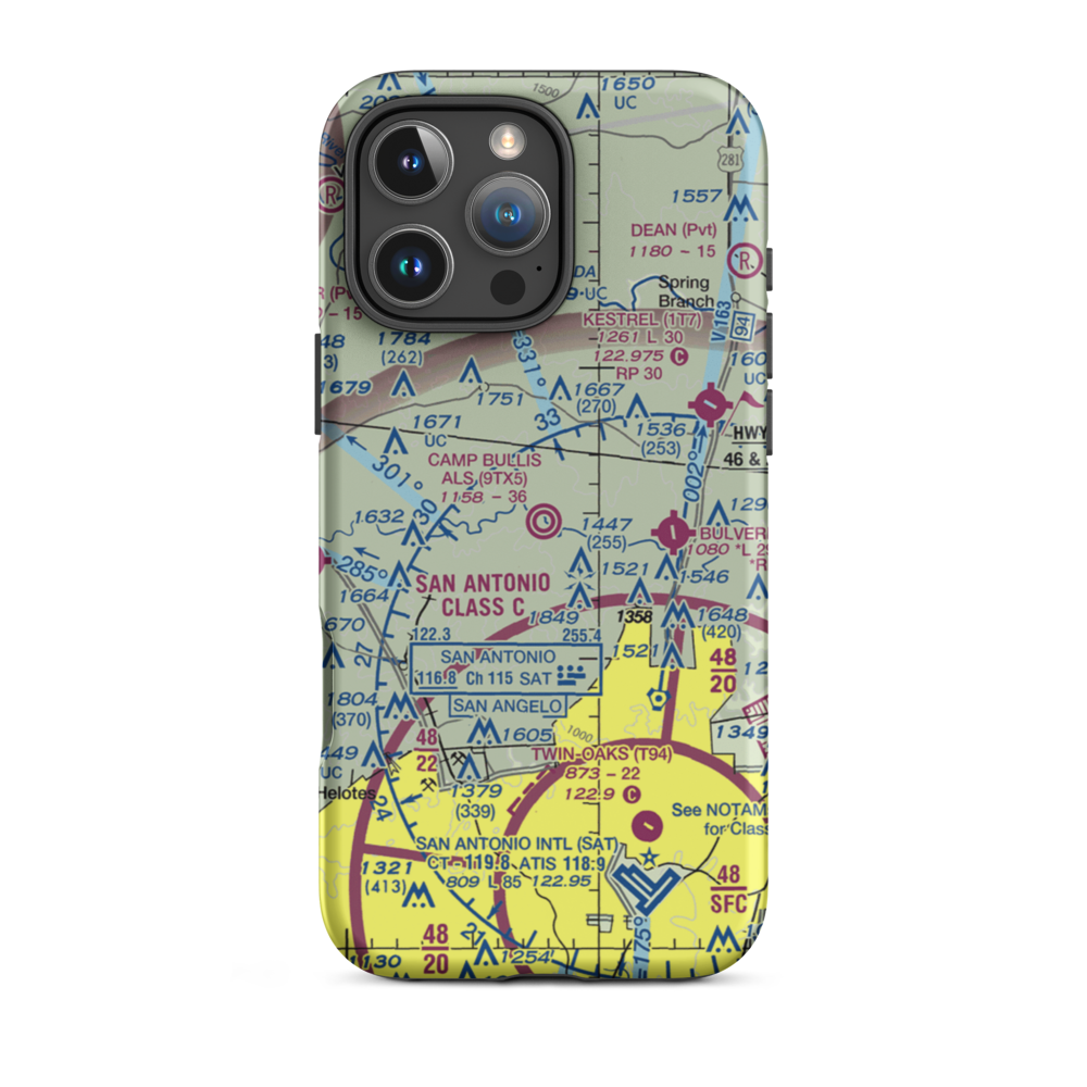 Camp Bullis Als (Cals) Airport (9TX5) VFR Sectional  Tough iPhone Case iPhone 16 Pro Max model shown