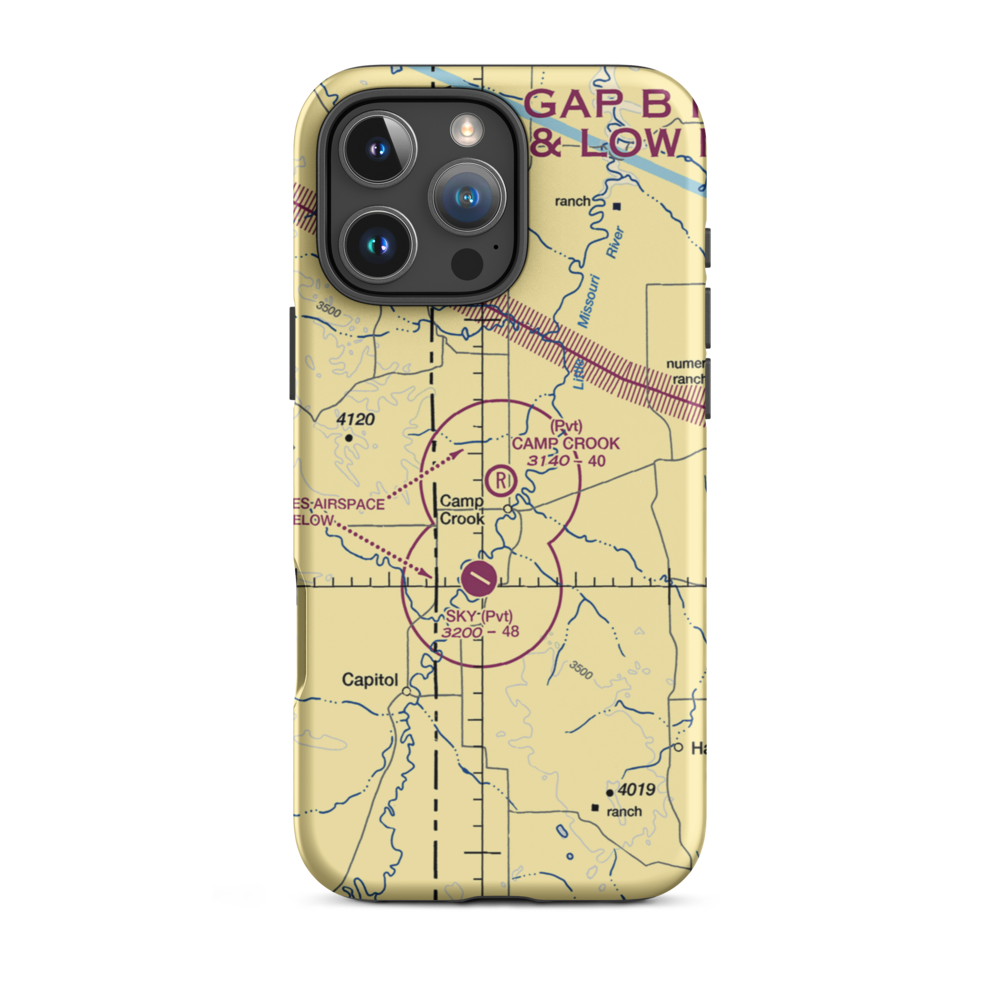 Camp Crook Municipal Airport (8OA5) VFR Sectional  Tough iPhone Case iPhone 16 Pro Max model shown