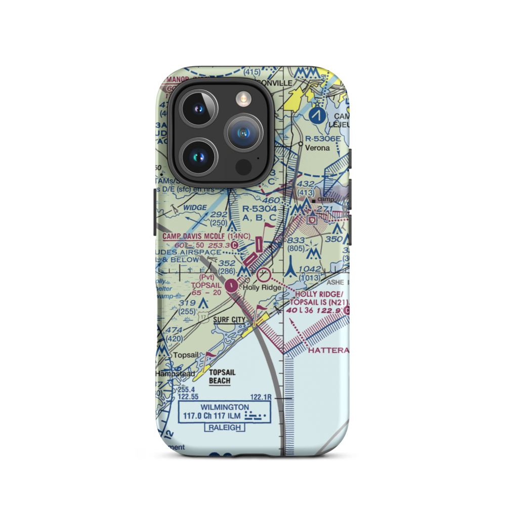 Camp Davis Mcolf Airport (14NC) VFR Sectional  Tough iPhone Case iPhone 16 Pro model shown