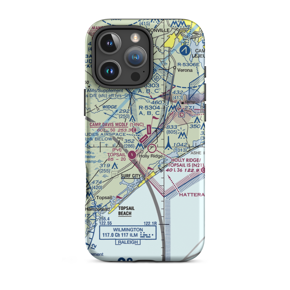 Camp Davis Mcolf Airport (14NC) VFR Sectional  Tough iPhone Case iPhone 16 Pro Max model shown