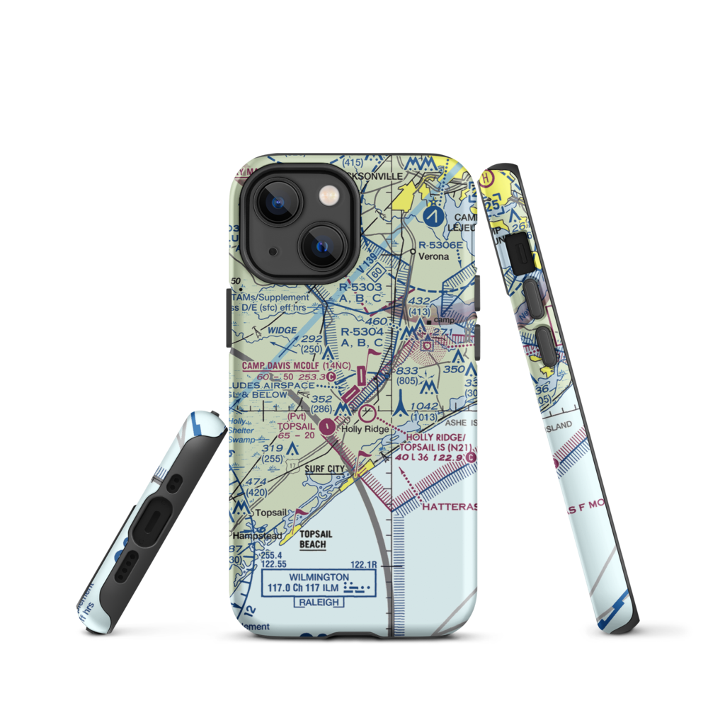 Camp Davis Mcolf Airport (14NC) VFR Sectional  Tough iPhone Case iPhone 13 mini model shown