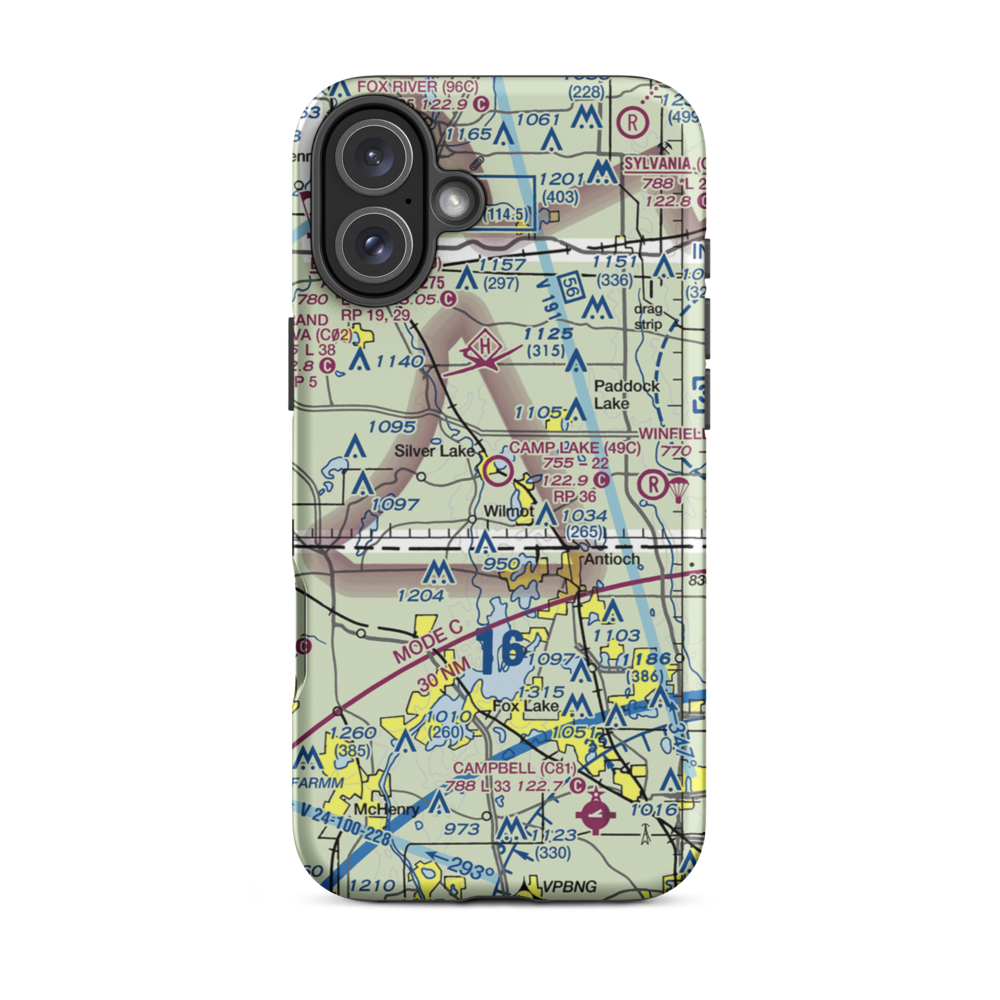 Camp Lake Airport (49C) VFR Sectional  Tough iPhone Case iPhone 16 Plus model shown