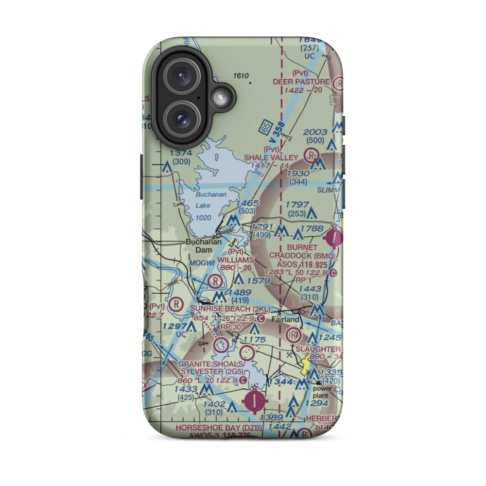 Camp Longhorn Airport (84TX) VFR Sectional  Tough iPhone Case iPhone 16 Plus model shown