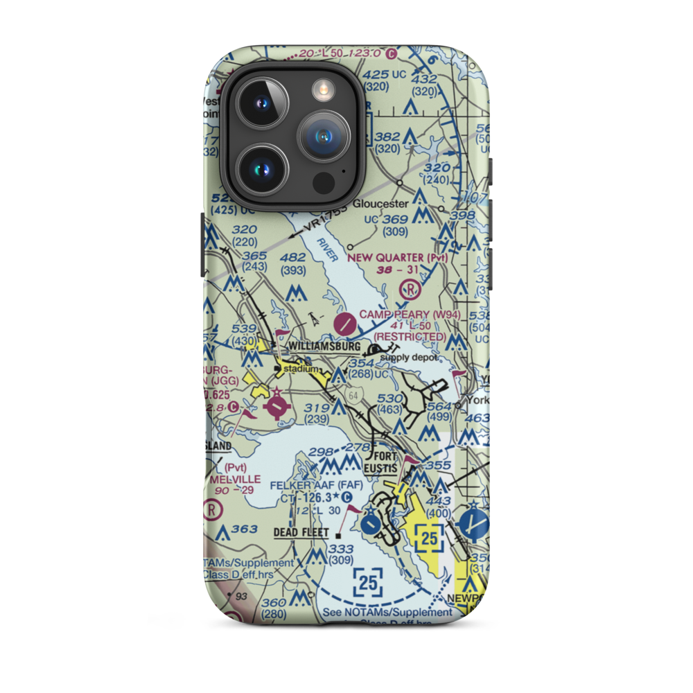 Camp Peary Landing Strip (W94) VFR Sectional  Tough iPhone Case iPhone 16 Pro Max model shown