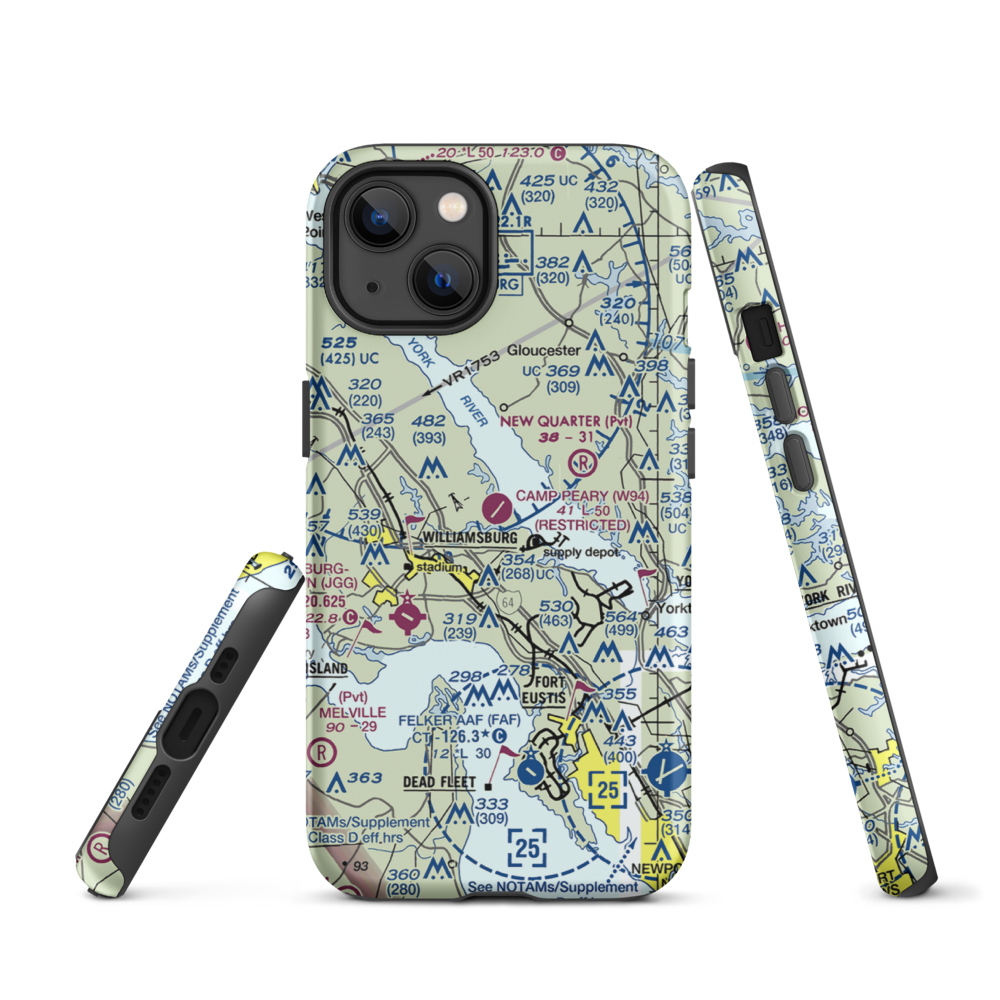 Camp Peary Landing Strip (W94) VFR Sectional  Tough iPhone Case iPhone 13 model shown