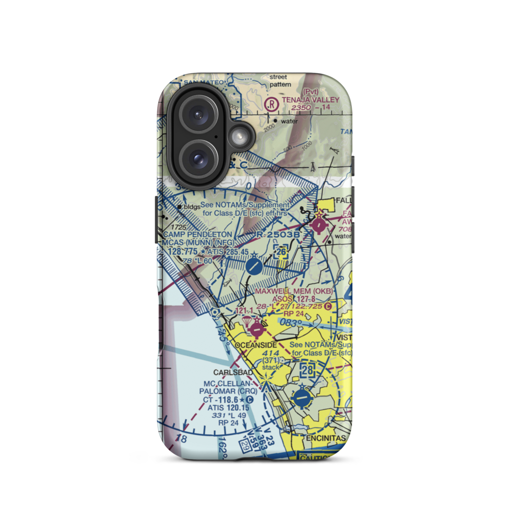 Camp Pendleton MCAS (Munn Field) Airport (NFG) VFR Sectional  Tough iPhone Case iPhone 16 model shown