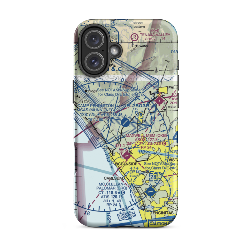 Camp Pendleton MCAS (Munn Field) Airport (NFG) VFR Sectional  Tough iPhone Case iPhone 16 Plus model shown