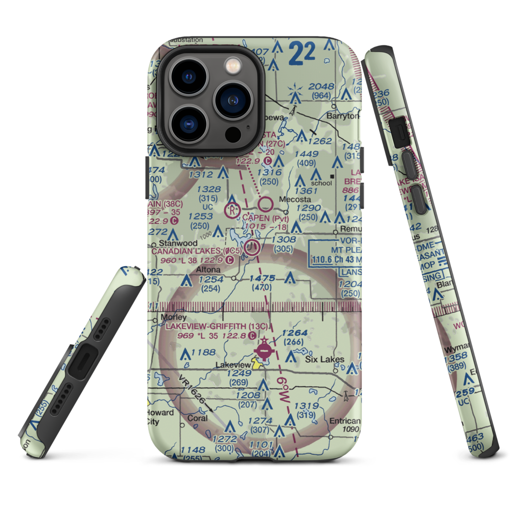 Canadian Lakes Airport (0C5) VFR Sectional  Tough iPhone Case iPhone 13 Pro Max model shown