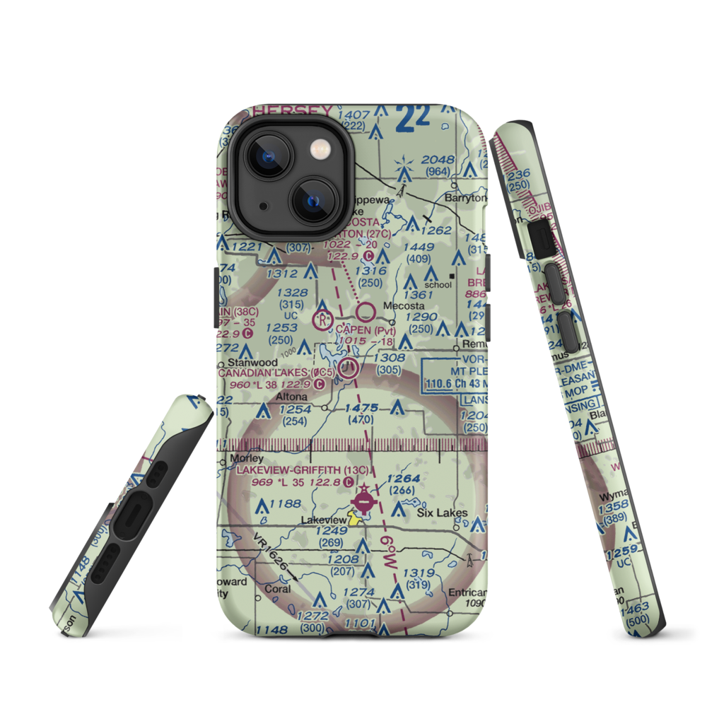 Canadian Lakes Airport (0C5) VFR Sectional  Tough iPhone Case iPhone 14 model shown