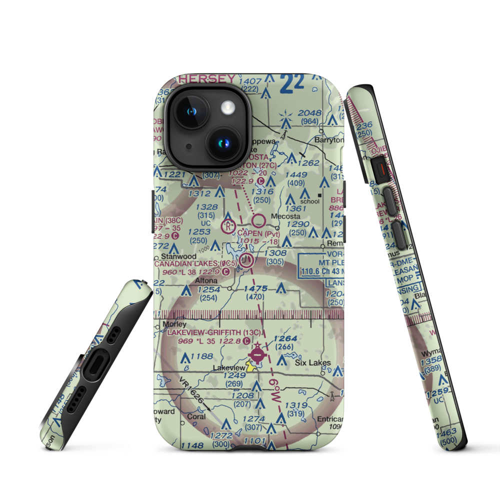 Canadian Lakes Airport (0C5) VFR Sectional  Tough iPhone Case iPhone 15 model shown