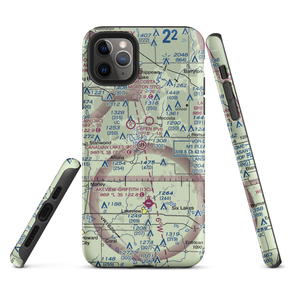 Canadian Lakes Airport (0C5) VFR Sectional  Tough iPhone Case iPhone 11 Pro Max model shown