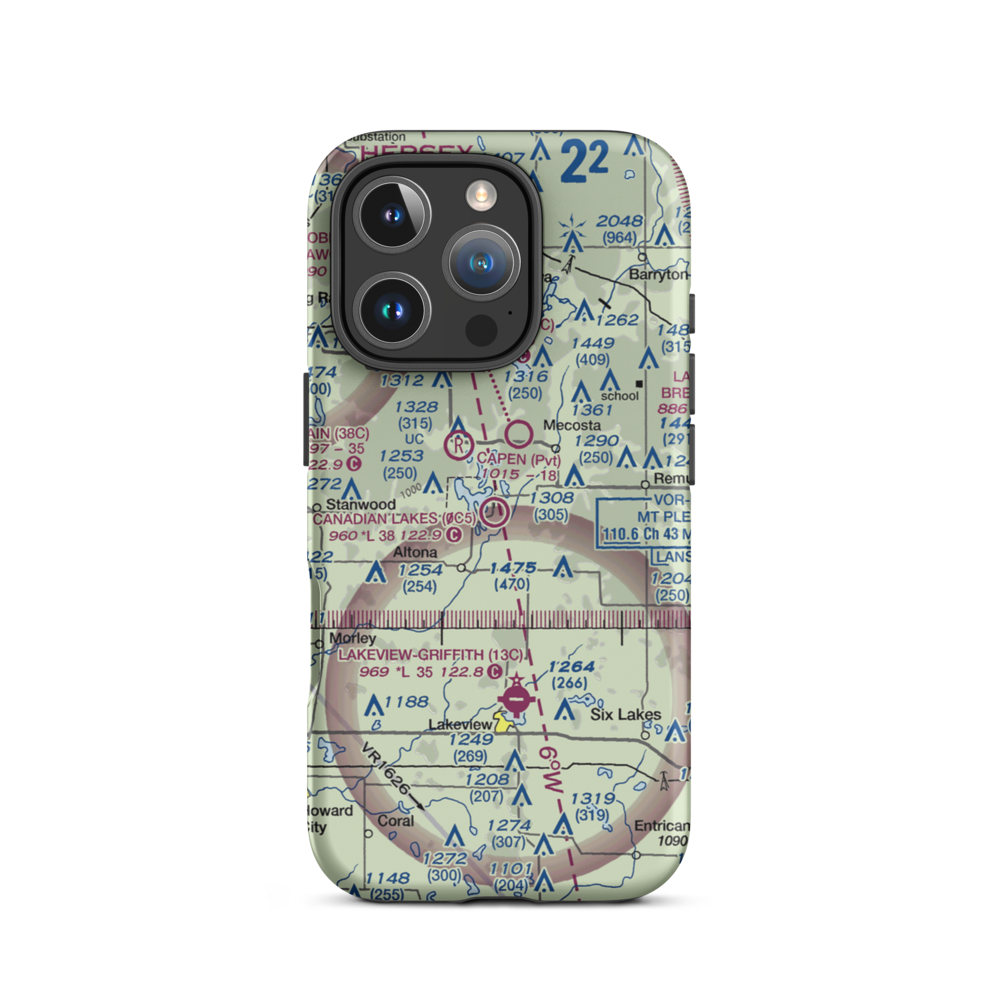 Canadian Lakes Airport (0C5) VFR Sectional  Tough iPhone Case iPhone 16 Pro model shown