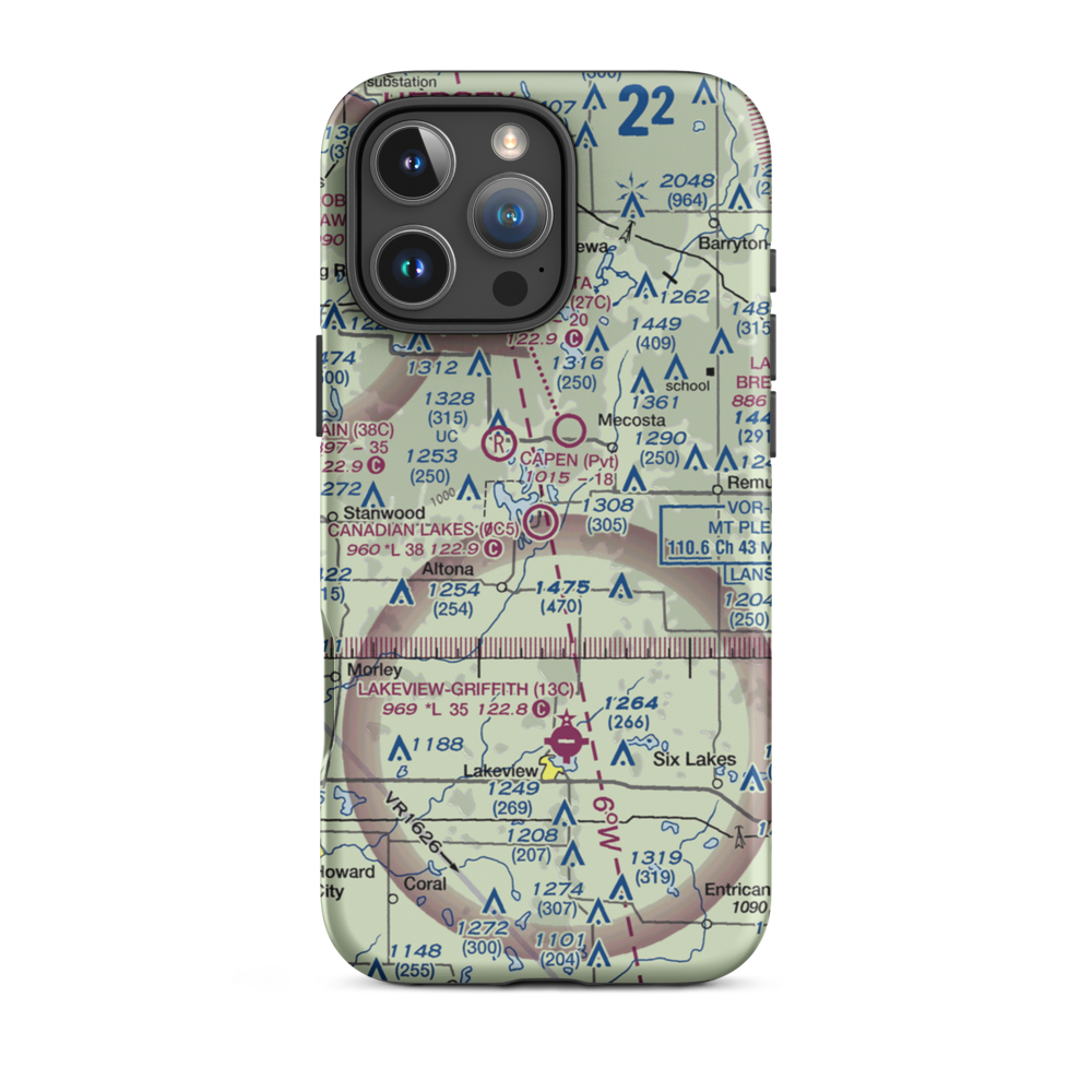 Canadian Lakes Airport (0C5) VFR Sectional  Tough iPhone Case iPhone 16 Pro Max model shown