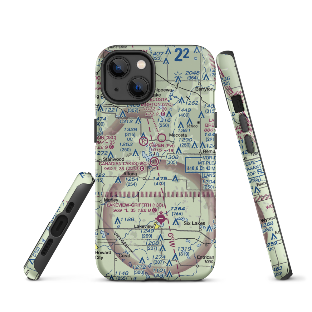 Canadian Lakes Airport (0C5) VFR Sectional  Tough iPhone Case iPhone 13 model shown