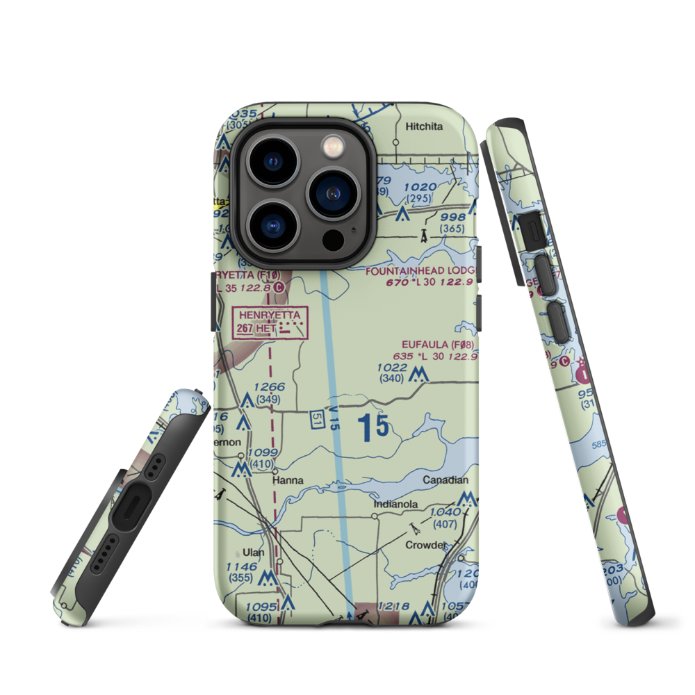 Canadian River Ranch Airport (OK04) VFR Sectional  Tough iPhone Case iPhone 14 Pro model shown