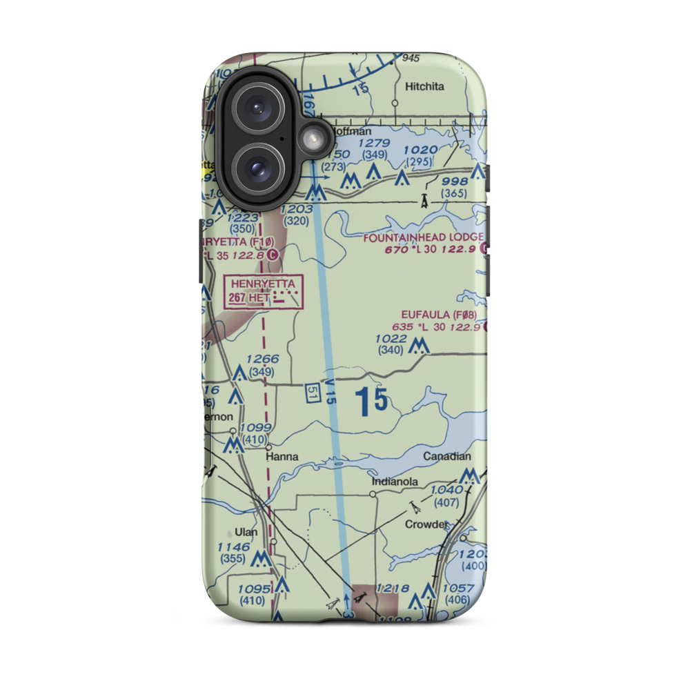 Canadian River Ranch Airport (OK04) VFR Sectional  Tough iPhone Case iPhone 16 Plus model shown