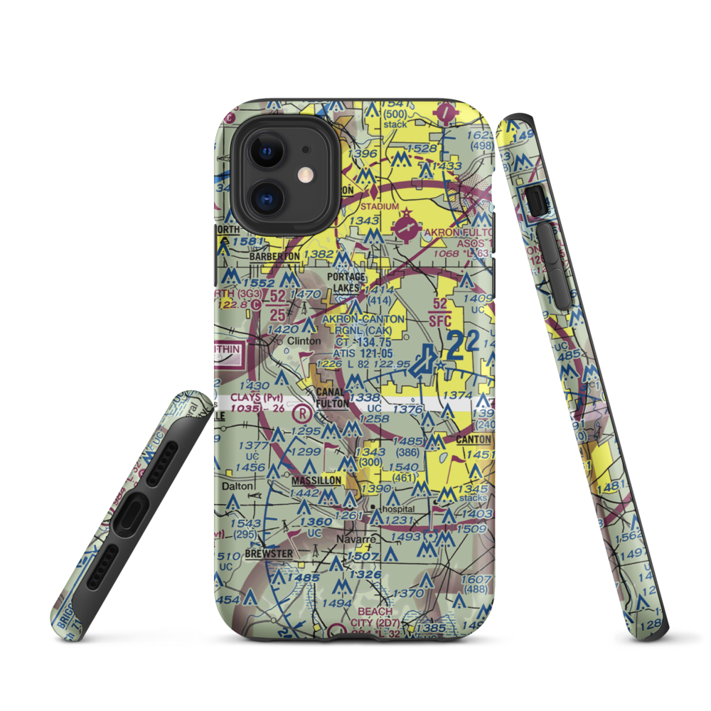 Canal Fulton Airport (7OH2) VFR Sectional  Tough iPhone Case iPhone 11 model shown
