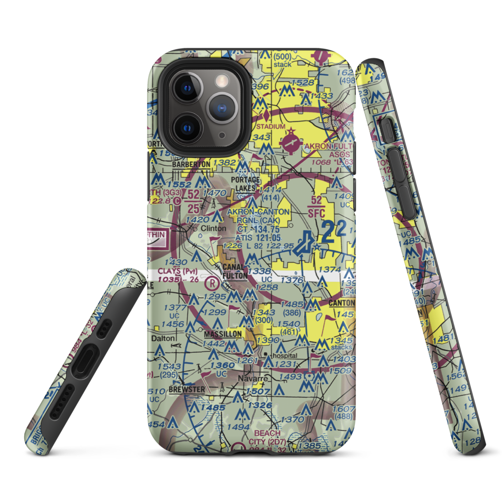 Canal Fulton Airport (7OH2) VFR Sectional  Tough iPhone Case iPhone 11 Pro model shown