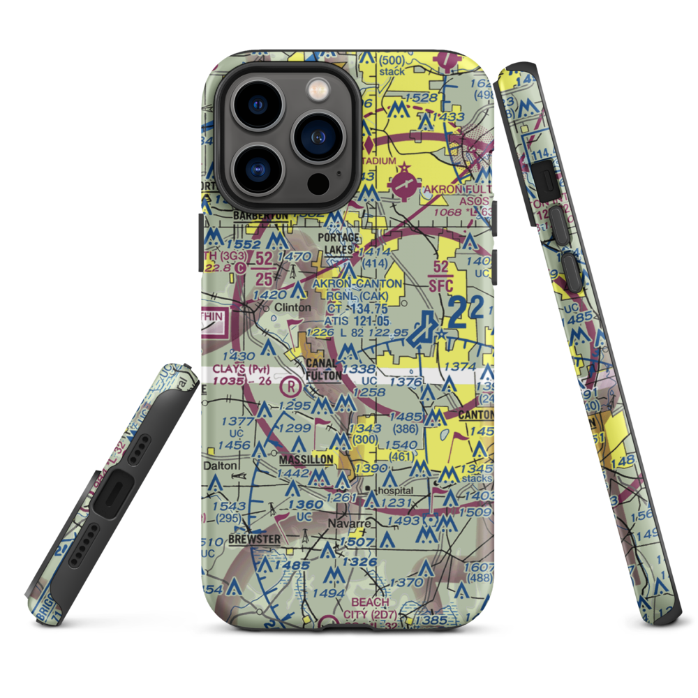 Canal Fulton Airport (7OH2) VFR Sectional  Tough iPhone Case iPhone 13 Pro Max model shown