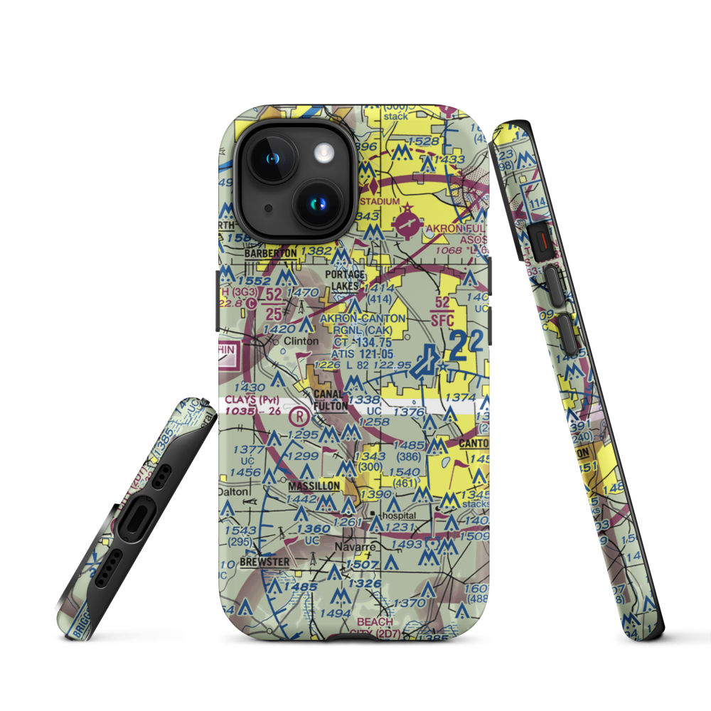 Canal Fulton Airport (7OH2) VFR Sectional  Tough iPhone Case iPhone 15 model shown