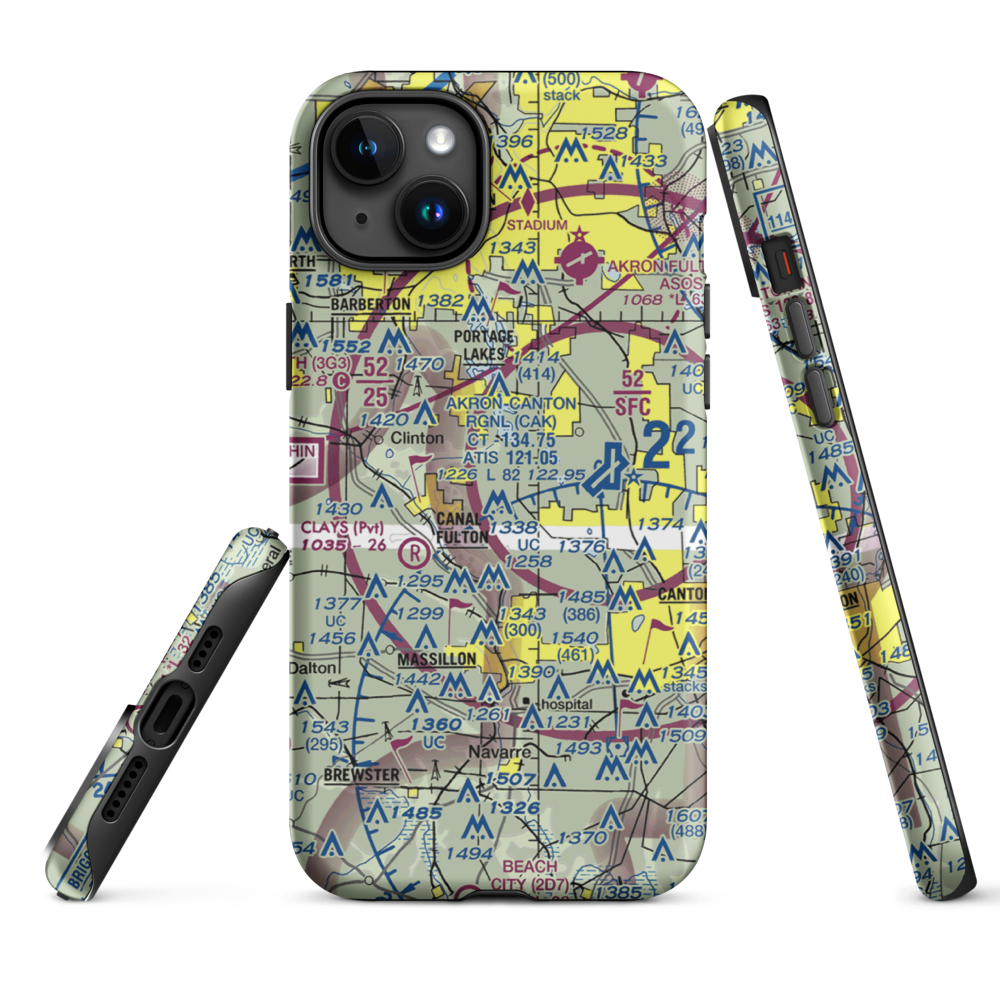 Canal Fulton Airport (7OH2) VFR Sectional  Tough iPhone Case iPhone 15 Plus model shown