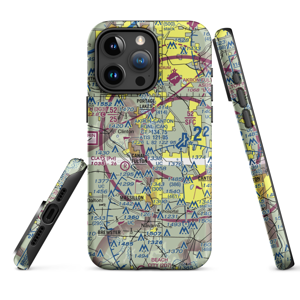 Canal Fulton Airport (7OH2) VFR Sectional  Tough iPhone Case iPhone 15 Pro Max model shown
