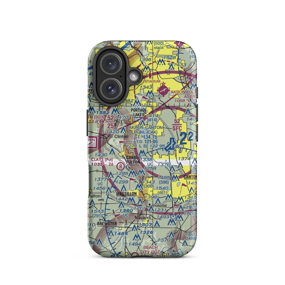 Canal Fulton Airport (7OH2) VFR Sectional  Tough iPhone Case iPhone 16 model shown